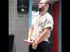 stud shooting lots and lots of sperm in restroom