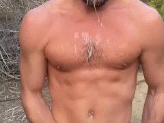 horny stud wanks cock and trembles with cumshot