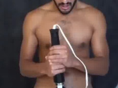 indian stud uses vibrator and shoots huge cumshot